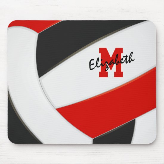 red black team colors volleyball player monogram mouse pad