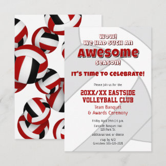 red black team colors volleyball season banquet invitation