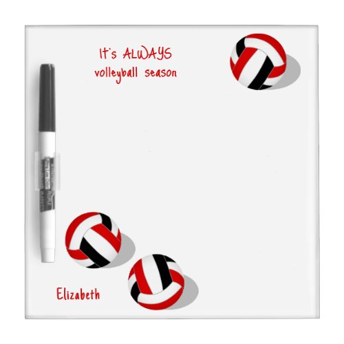 red black team colors volleyballs dry erase board