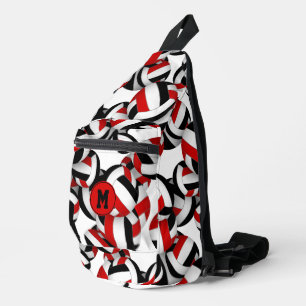 red black team colors volleyballs monogrammed sling bag