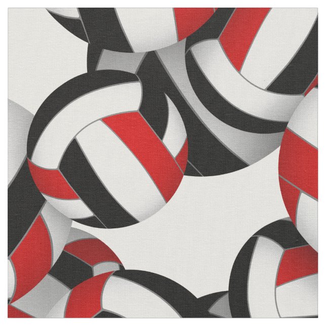 red black team colors volleyballs scalable pattern fabric (Close Up)