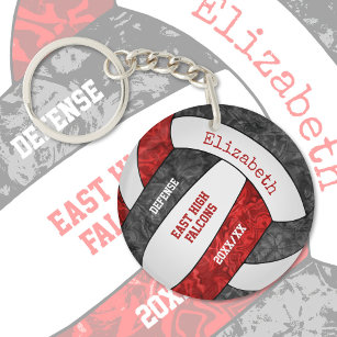 red black team colours personalised volleyball keychain