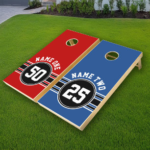 Red Black Team Jersey Fan Gear Name Number Cornhole Set