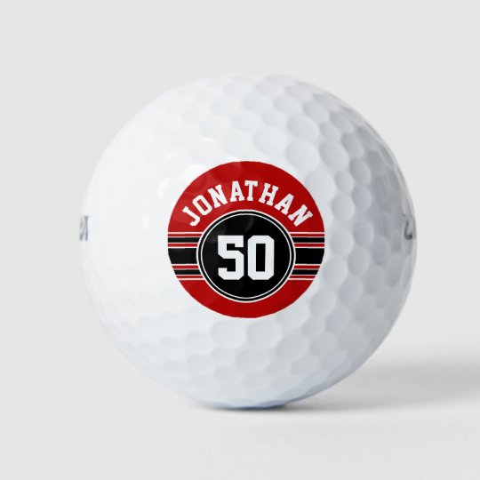 Red Black Team Jersey Fan Gear Name Number Golf Balls