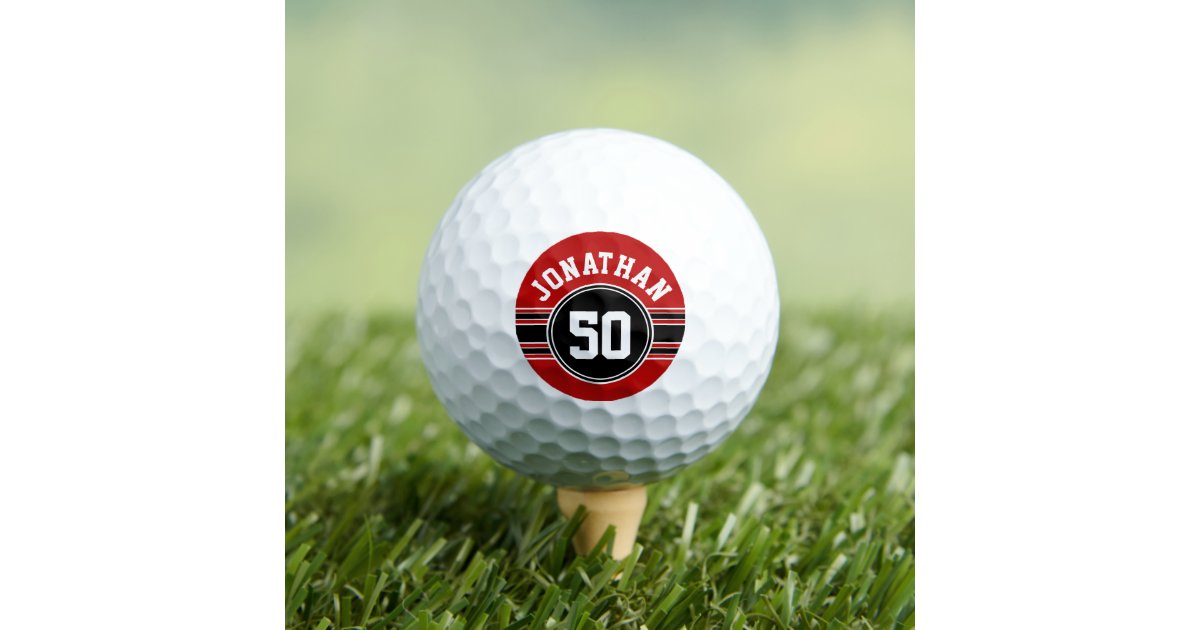 Red Black Team Jersey Fan Gear Name Number Golf Balls Zazzle