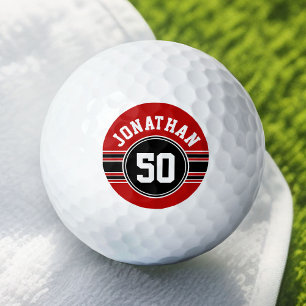 Red Black Team Jersey Fan Gear Name Number Golf Balls
