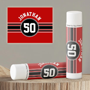 Red Black Team Jersey Fan Gear Name Number Lip Balm