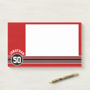 Red Black Team Jersey Fan Gear Name Number Post-it Notes