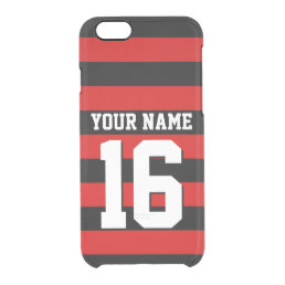 Red Black Team Jersey Preppy Stripe Clear iPhone 6/6S Case