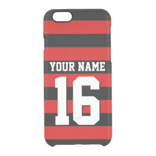 Red Black Team Jersey Preppy Stripe Clear iPhone 6/6S Case
