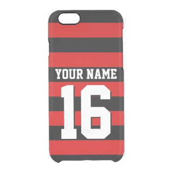 Red Black Team Jersey Preppy Stripe Clear Iphone 6/6s Case by FantabulousCases at Zazzle