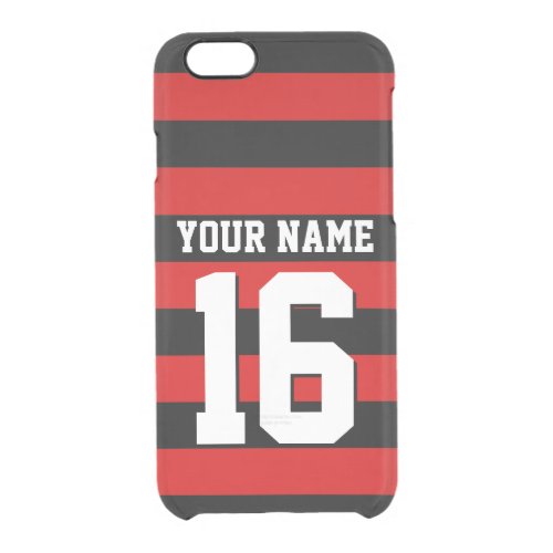 Red Black Team Jersey Preppy Stripe Clear iPhone 66S Case