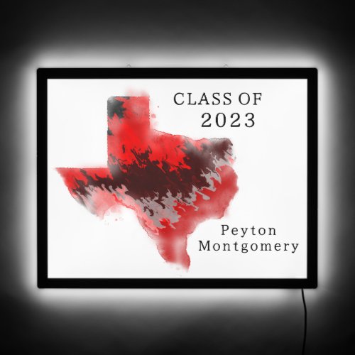 Red Black Texas Graduation LED Sign