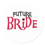 Red/Black Text Future Bride Classic Round Sticker