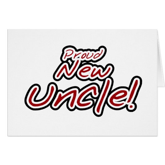 Red/Black Text Proud New Uncle Cards (Front Horizontal)