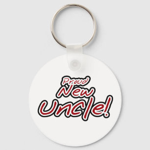 Red/Black Text Proud New Uncle Keychain