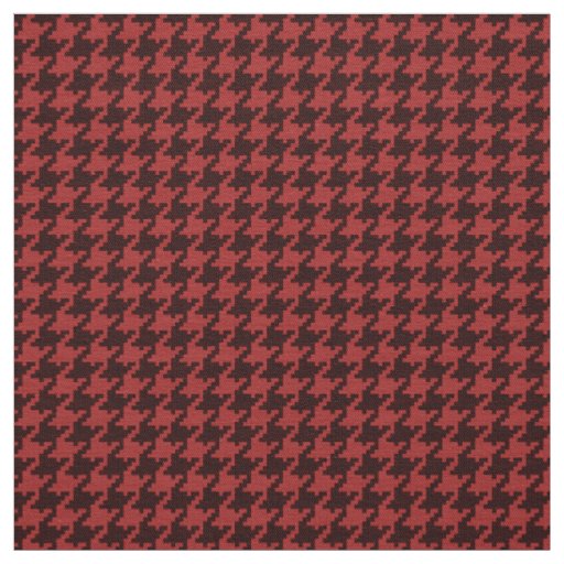 Red  Black Textured Houndstooth Geometric Pattern Fabric