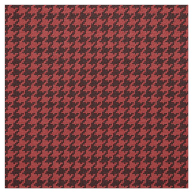Red  Black Textured Houndstooth Geometric Pattern Fabric (Swatch)