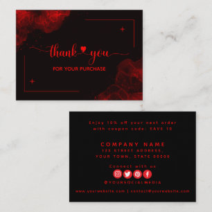Red Black Thank You For Your Order Business Card