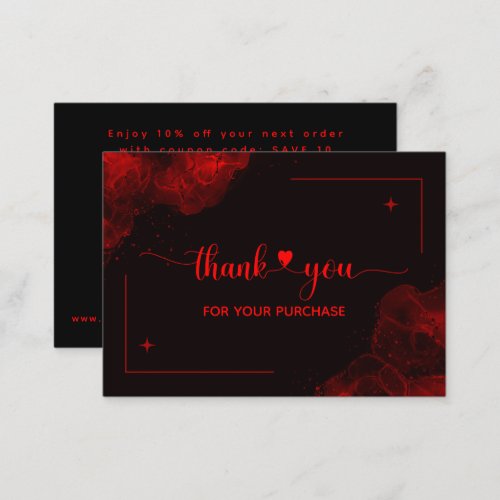 Red Black Thank You For Your Order Business Card