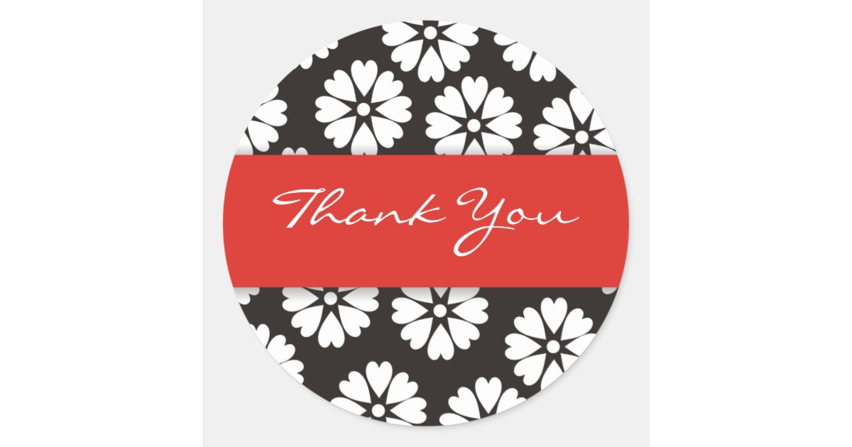 Red & Black Thank You Stickers | Zazzle