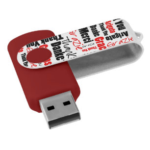 Red Black Thank You Typography Word Collage USB Flash Drive