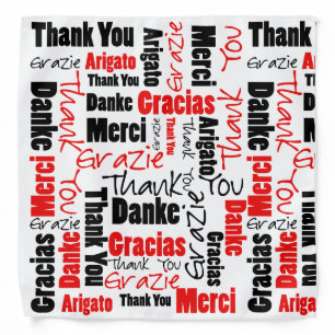 Red Black Thank You Word Cloud Bandana