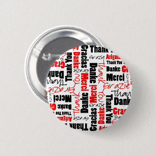 Red Black Thank You Word Cloud Button