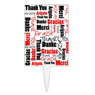 Red Black Thank You Word Cloud Cake Topper