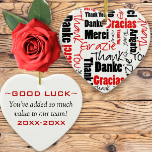 Red Black Thank You Word Cloud Ceramic Ornament