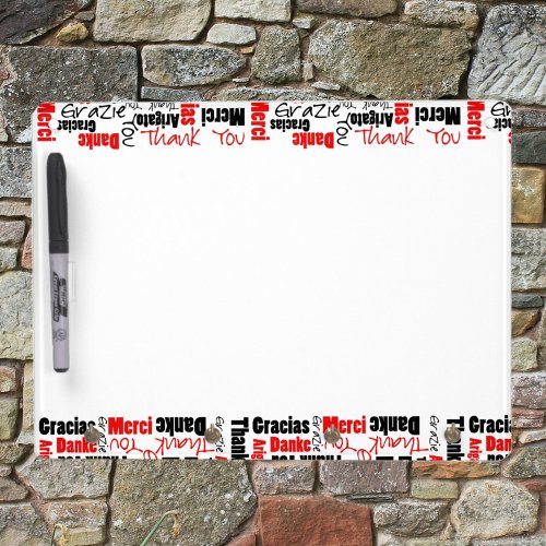 Red Black Thank You Word Cloud Dry Erase Board With Keychain Holder