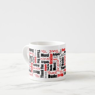 Red Black Thank You Word Cloud Espresso Cup