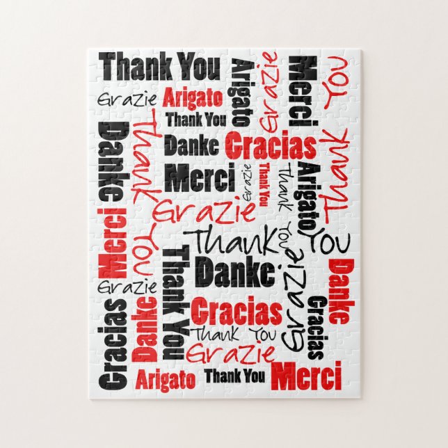 Red Black Thank You Word Cloud Jigsaw Puzzle (Vertical)