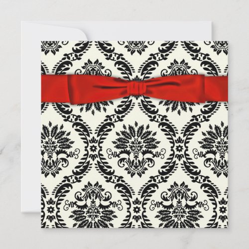 Red Black Tie Party Black Damask Party Invitation