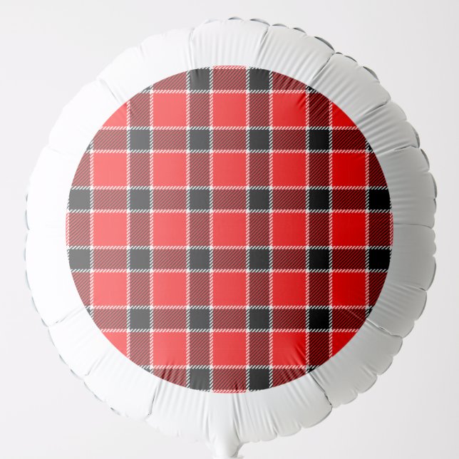 Red Black Traditional Tartan Pattern Plaid Style Balloon (Front)