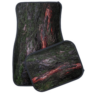 Red black tree mossy wood bark  car floor mat