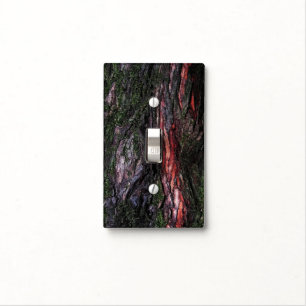 Red black tree mossy wood bark light switch cover