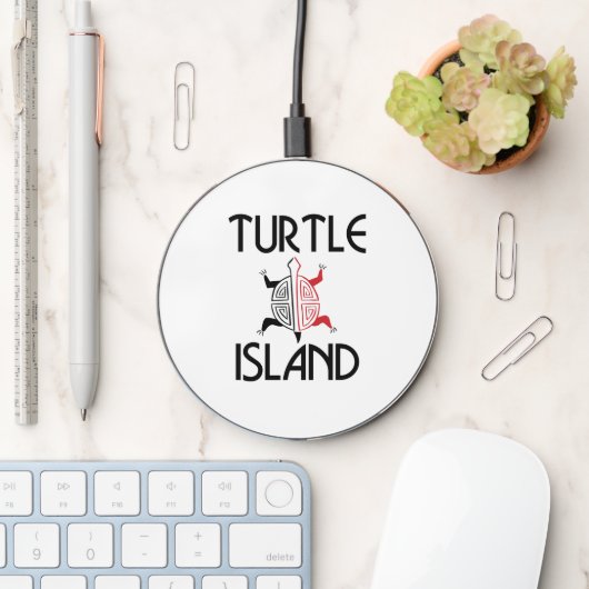 Red/Black Turtle Island Wireless Charger (Desk)