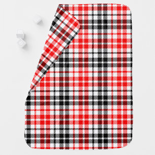 Red Black Twill Plaid Tartan On White Baby Blanket