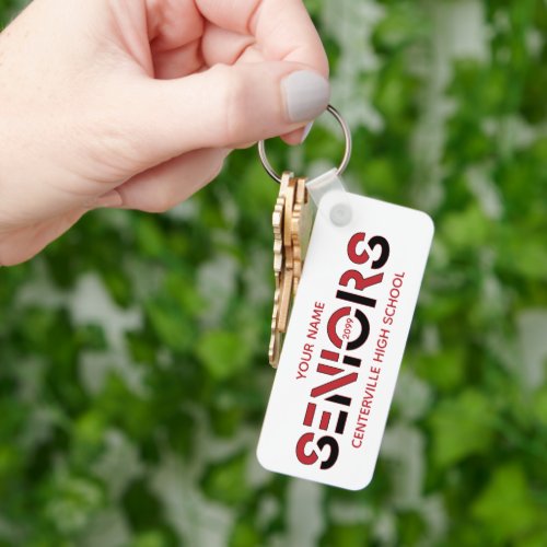 Red  Black Two_Color Seniors Sliced Letters Keych Keychain