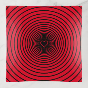 Red Black v with Heart - Choose Colors Trinket Tray