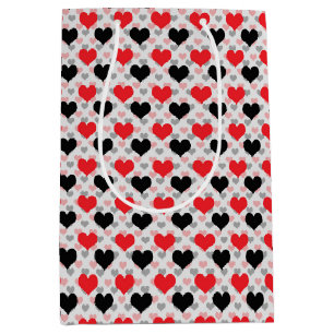 Red Black Valentine Love Hearts Medium Gift Bag