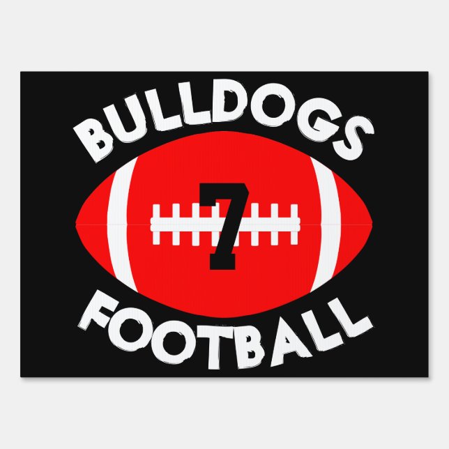 Red & Black Varsity Football Team, Player & Number Sign (Front)