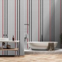 Red Black Vertical Stripe Gray