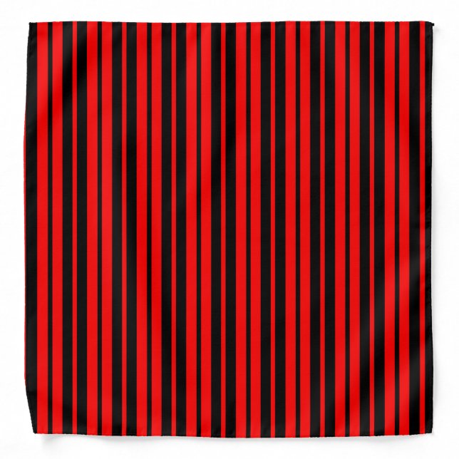 Red Black Vertical Stripes Pattern Bandana (Front)