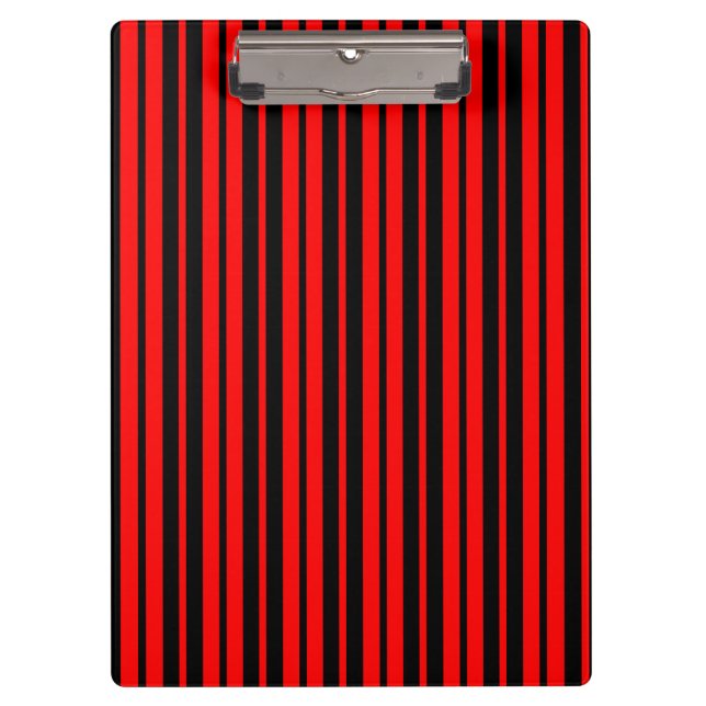 Red Black Vertical Stripes Pattern Clipboard (Front)