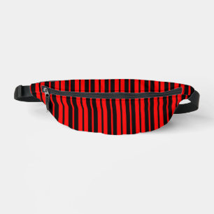 Red Black Vertical Stripes Pattern Fanny Pack