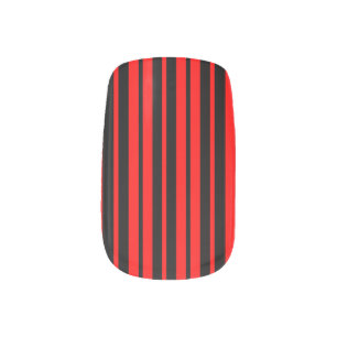 Red Black Vertical Stripes Pattern Minx Nail Art