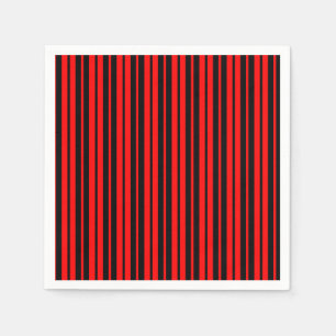 Red Black Vertical Stripes Pattern Napkins