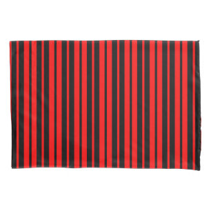 Red Black Vertical Stripes Pattern Pillow Case